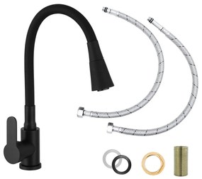 Gamma Flex 3000, stojanková drezová batéria s flexibilným ramenom, čierna, GMA-BFX-3000BK