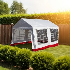 Garthen 391 Záhradný párty stan - biely s červeným lemom 3 x 4 m