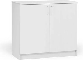 Drevená úložná skriňa THEO, 900x1000x320 mm, uzamykateľná, biela