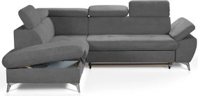 Rohová sedacia súprava Gisele, stredne šedá látka, ľavý roh