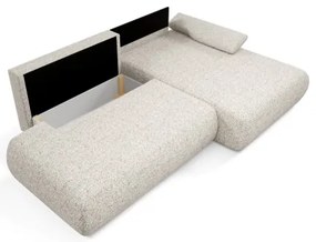 Rohová rozkladacia sedacia súprava s úložným priestorom do tvaru L PRATO pravá béžová