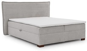 Svetlosivá boxspring posteľ s úložným priestorom 200x200 cm Lysa – Ropez