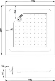 Mexen Rio, štvorcový sprchovací kút s posuvnými dverami 80(dvere) x 80(dvere) x 190 cm, 6mm šedé sklo, čierny profil + biela sprchová vanička RIO, 860-080-080-70-40-4510