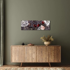 Obraz motýľov (s hodinami) (90x30 cm)