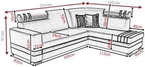Rohová sedačka Reinaldo (tmavosivá + čierna) (L). Vlastná spoľahlivá doprava až k Vám domov. 1031619