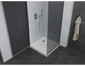Mexen Pretoria, sprchovací kút 100 (dvere) x 100 (stena) cm, 6mm šedé sklo, chrómový profil + biela sprchová vanička, 852-100-100-01-40-4010