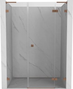 Mexen Lunar L, otočné sprchové dvere pravé 150 cm, 8mm číre sklo, medený matný profil, 834SL-150-050-65-00-P