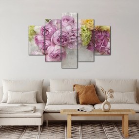 Obraz - Kvety na stene v pastelových farbách (150x105 cm)