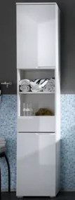 Kúpeľňová vysoká skrinka Spice, lesklá biela%