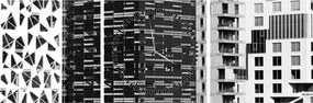 Obraz čiernobiele architektúry (s hodinami) (90x30 cm)