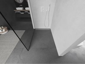 Mexen Kioto L, sprchová zástena Walk-In 70 x 200 cm, 8mm číre sklo čierny vzor, biely profil, 800-070-103-20-70
