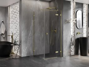 Mexen Lunar T, výklopný sprchový kút pravý 120 x 120 cm, 8mm číre sklo, zlatý kartáčovaný - 834T-120-120-55-00-P