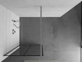 Mexen Kioto sprchová zástena 90x200 cm 8 mm, chrómový profil, sklo čierny vzor 1, 800-090-101-01-77