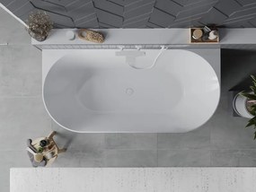 Mexen Oval Slim voľne stojaca vaňa pri stene 170 x 80 cm, biela, biely prepad - 52661708000-20