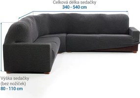 Super strečové poťahy NIAGARA antracitová rohová sedačka (š. 340 - 540 cm)