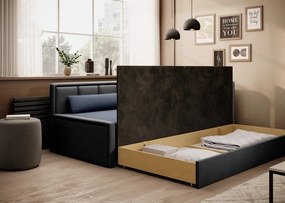 Modrá/sivá ženilková rozkladacia/s úložným priestorom pohovka 214 cm Fulgeo – ELTAP