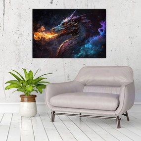 Obraz - Drak pľuvajúce plamene (90x60 cm)