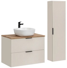 Koupelnová sestava Adele Cashmere s deskou, umyvadlem a skříňkami 80 cm kašmírová/dub wotan