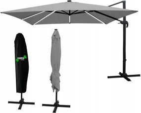 Sivý záhradný slnečník s LED osvetlením 3 x 4 m