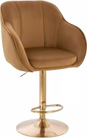 LuxuryForm DESIGN Barová stolička AVOLA VELUR na zlatom tanieri - medová