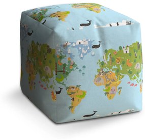 Sablio Taburet Zvieracia mapa sveta: 40x40x40 cm