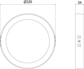 Mexen LDSR, LED stropné svietidlo, priemer 22 cm, 18W, studená - 6500K, 1440 lm, čierna - L212-022-1865-70