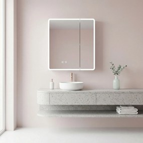 Rea Rea, LED zrkadlová skrinka s osvetlením 60x70 cm, plast, M1011-60, biela-šedá, REA-M0100