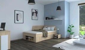 Úložná posteľ so zástenou Junior 120x200 cm, dub sonoma