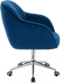 LuxuryForm DESIGN Stolička AVOLA VELUR na striebornej podstave s kolieskami - modrá
