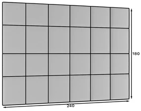 Set 24 čalúnených panelov Quadra 240x180 cm (sivá). Vlastná spoľahlivá doprava až k Vám domov. 1052018