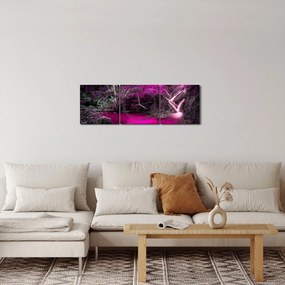 Obraz - Ružový les (s hodinami) (90x30 cm)