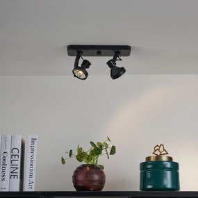 Dizajnový stropný reflektor čierny GU10 70mm 2-svetelný nastaviteľný - Vo