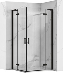 Štvorcový sprchový kút REA HUGO DOUBLE BLACK 90x90 cm, čierny/transparent - bez vaničky