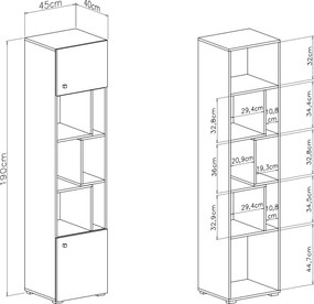 ME Regál Fabio S6 Farba: Biela/Betón