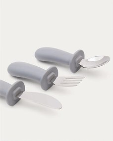 Modrý plastový/zo silikónu detský príbor 3 ks Lili – Kave Home