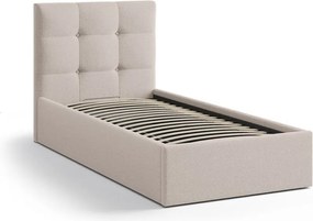Svetlohnedá čalúnená jednolôžková posteľ s úložným priestorom s roštom 90x200 cm Phaedra – Micadoni