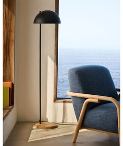 Čierna/v prírodnej farbe stojacia lampa s kovovým tienidlom (výška 150 cm) Catlar – Kave Home