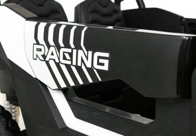 Ramiz Detská bugina ATV Strong Racing pre 2 deti biela + bezkefkový motor + nafukovacie kolesá + zvuky + LED