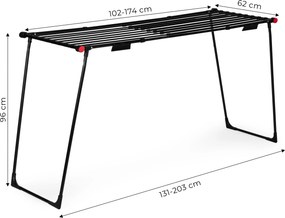ModernHome Teleskopický, skladací sušiak na bielizeň - čierny