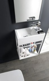 Sapho Sapho, AMAROK liaty mramor umývadlo 40x11x22cm, biele, batéria vpravo, AR500