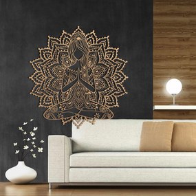 SENTOP | Drevená mandala joga žena – 3D obraz na stenu do obývačky | SENTOP PR0511