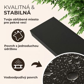 Nástenná polica FIGO + konzola, 110cm, čierna Casaria