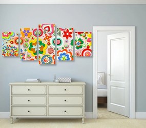 5-dielny obraz abstrakcia kvetov - 100x50