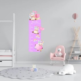 PIPPER. Detský meter s menom - Jednorožce - textilná nálepka na stenu
