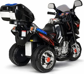 LEAN CARS Elektrická motorka pre deti HC8051 čierna, LED svetlá a zvuky