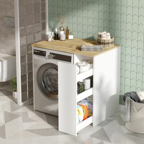 Skrinka na práčku Saly White and Walnut