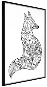 Artgeist Plagát - Flower Fox [Poster] Veľkosť: 40x60, Verzia: Čierny rám s passe-partout