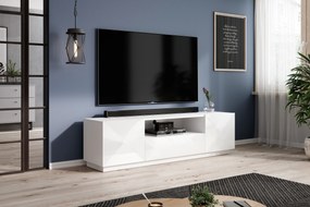 TV stolík Asha 167 cm s otvorenou policou - biely lesk