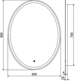 Mexen Elz osvetlené kúpeľňové zrkadlo 60 x 80 cm, LED 6000K, proti hmle - 9802-060-080-611-00
