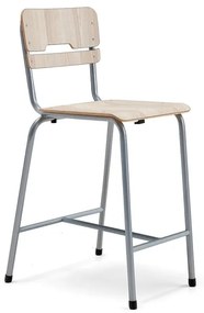 Školská stolička SCIENTIA, široké sedadlo, V 650 mm, strieborná/jaseň